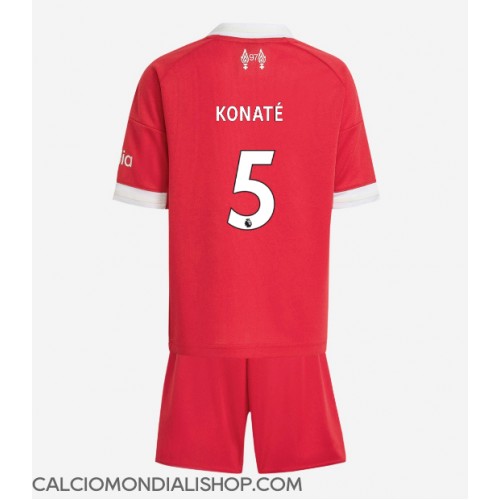 Maglie da calcio Liverpool Ibrahima Konate #5 Prima Maglia Bambino 2025-26 Manica Corta (+ Pantaloni corti)